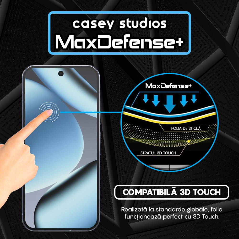 Folie Sticla CASEY STUDIOS™ compatibila cu Google Pixel 10 Pro, Full Cover 3D, Full Glue, Sticla Securizata, Duritate Militara, Ultra HD, Protectie Profesionala Ecran 3D, Anti Zgarieturi, Anti Socuri, Margini Negre