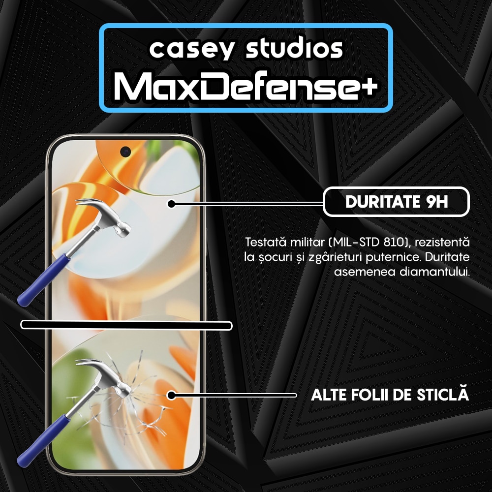 Folie Sticla CASEY STUDIOS™ compatibila cu Google Pixel 9 Pro, Full Cover 3D, Full Glue, Sticla Securizata, Duritate Militara, Ultra HD, Protectie Profesionala Ecran 3D, Anti Zgarieturi, Anti Socuri, Margini Negre
