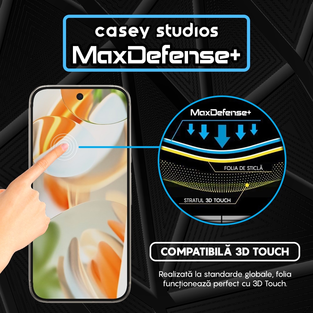 Folie Sticla CASEY STUDIOS™ compatibila cu Google Pixel 9 Pro, Full Cover 3D, Full Glue, Sticla Securizata, Duritate Militara, Ultra HD, Protectie Profesionala Ecran 3D, Anti Zgarieturi, Anti Socuri, Margini Negre