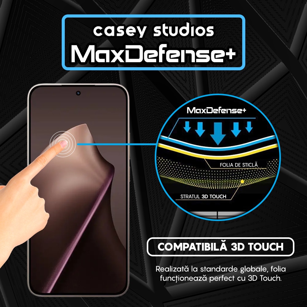 Folie Sticla CASEY STUDIOS™ compatibila cu Xiaomi 15T Pro, Full Cover 3D, Full Glue, Sticla Securizata, Duritate Militara, Ultra HD, Protectie Profesionala Ecran 3D, Anti Zgarieturi, Anti Socuri, Margini Negre
