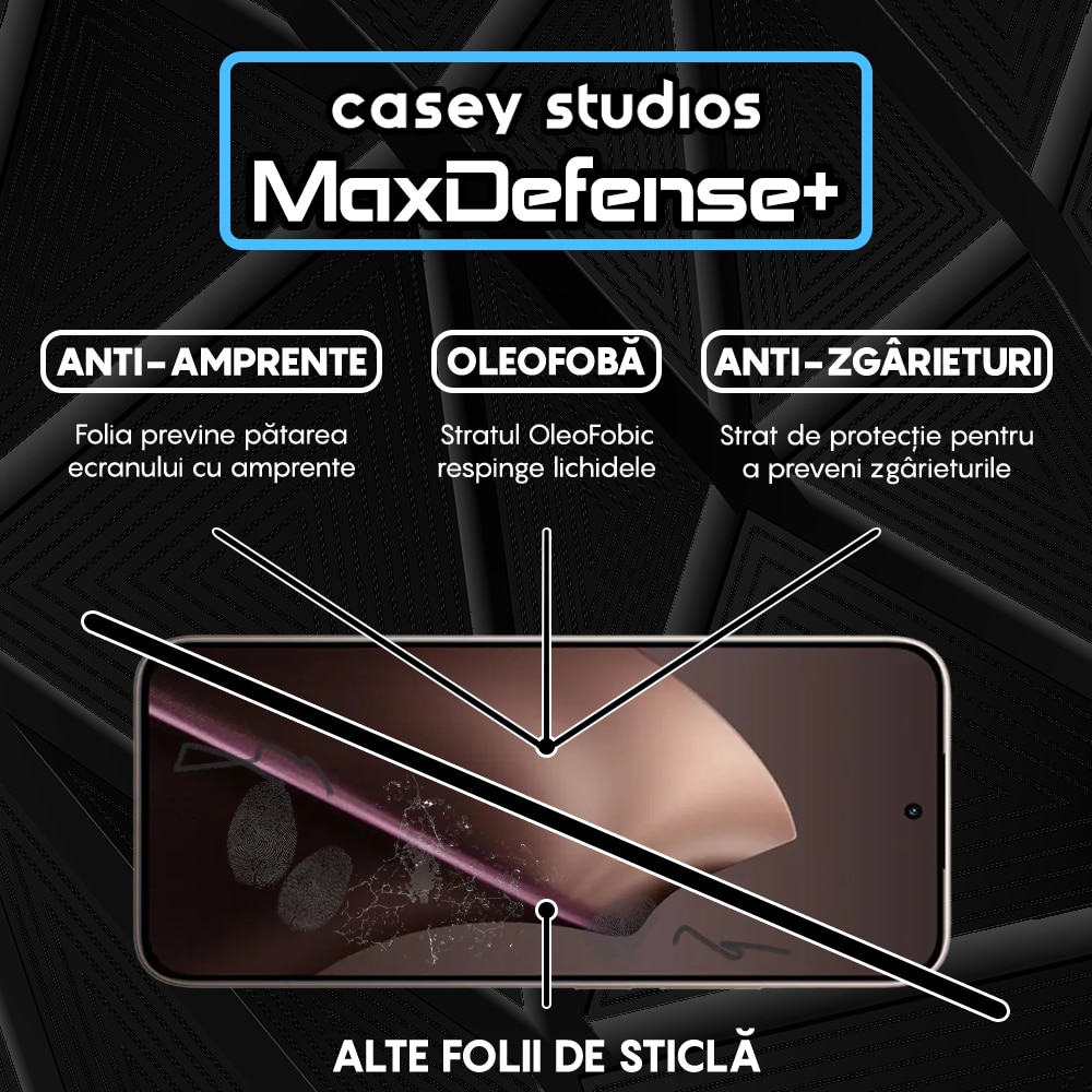 Folie Sticla CASEY STUDIOS™ compatibila cu Xiaomi 15T Pro, Full Cover 3D, Full Glue, Sticla Securizata, Duritate Militara, Ultra HD, Protectie Profesionala Ecran 3D, Anti Zgarieturi, Anti Socuri, Margini Negre