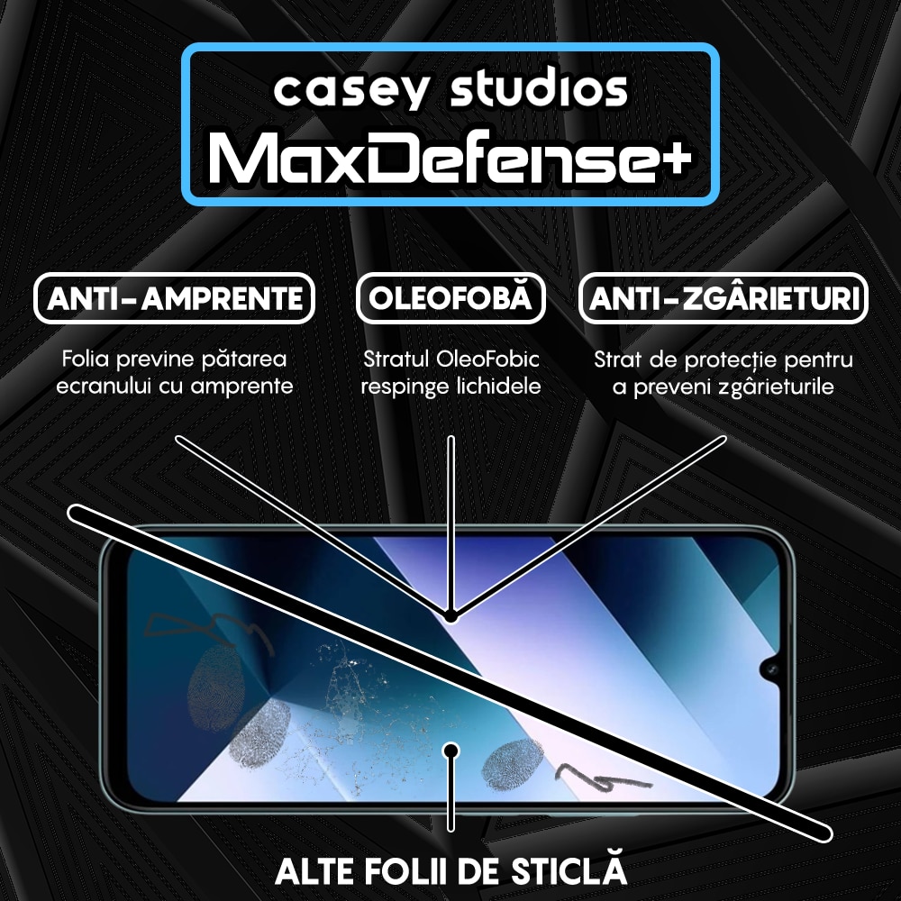 Folie Sticla CASEY STUDIOS™ compatibila cu Xiaomi Poco C85, Full Cover 3D, Full Glue, Sticla Securizata, Duritate Militara, Ultra HD, Protectie Profesionala Ecran 3D, Anti Zgarieturi, Anti Socuri, Margini Negre