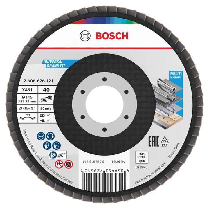 Disc de slefuire evantai X451, 115 x 22, 23 mm, G60, T29