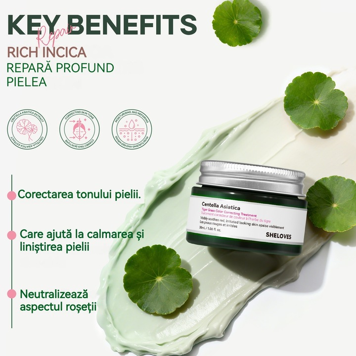 Centella Asiatica javítókrém, 30 ml – korrigálja a bőrtónust, nyugtatja és javítja, érzékeny bőrre is alkalmas