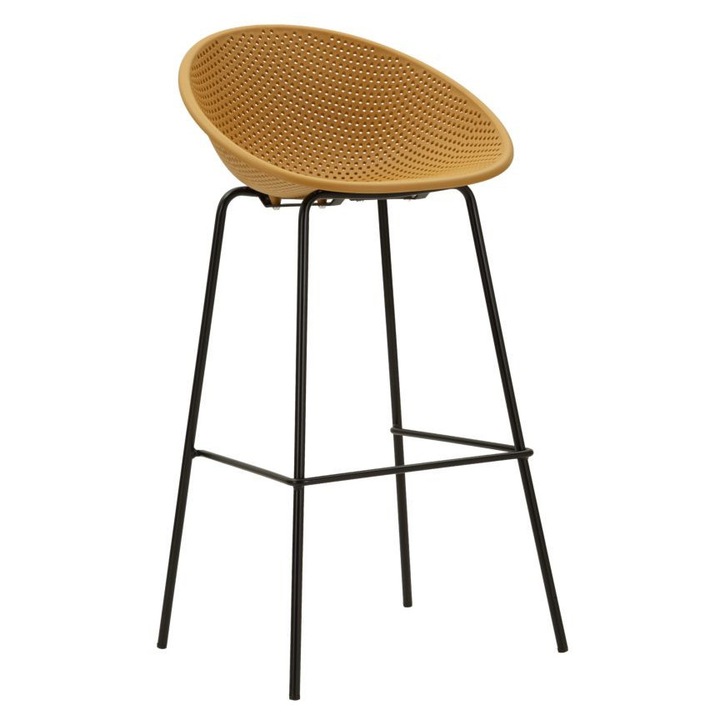 Set scaune de bar ibiza mustar 2 bucati cm 50x50x98 (inaltime sezut cm 75), mustar/negru, 98 cm