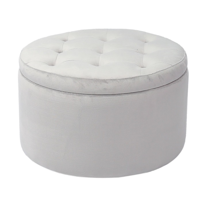 Szürke bársony puff 60 x 35 cm