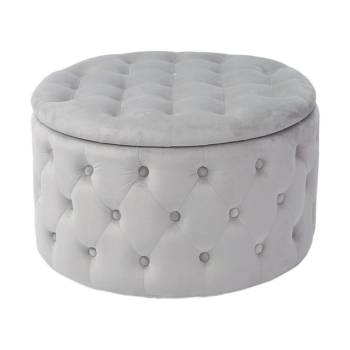 Szürke bársony puff 70 x 42 cm