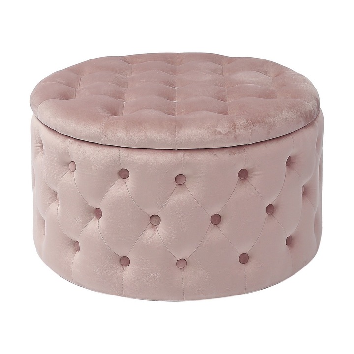 Rózsaszín bársony puff 70 x 42 cm