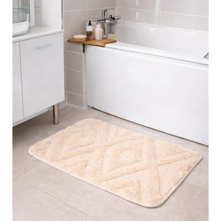 Covoras baie moale si pufos, material textil absorbant, antiderapant, 60×40 cm