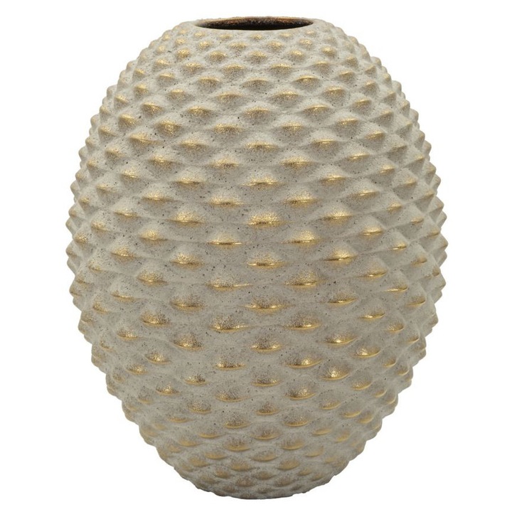 Vaza pepipas cu sfera cm o 29, 5x36 (gaura cm o 8, 5), gri/auriu