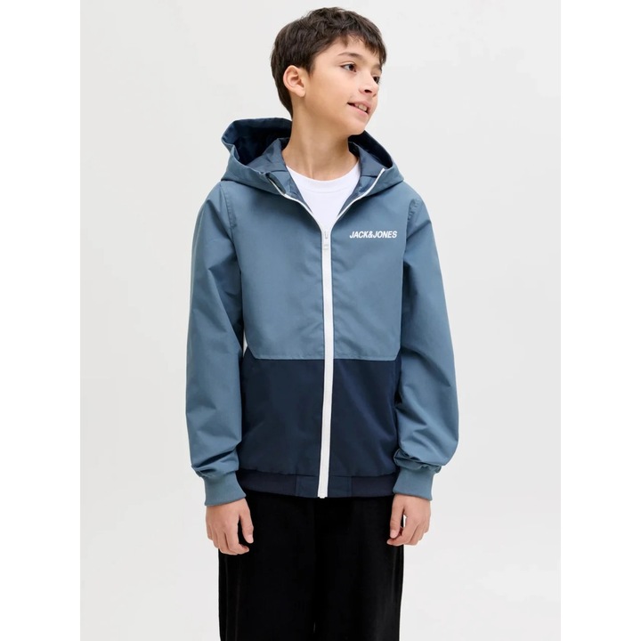 Jack & Jones Jacheta softshell, baieti, cu gluga, Regular fit, Albastru
