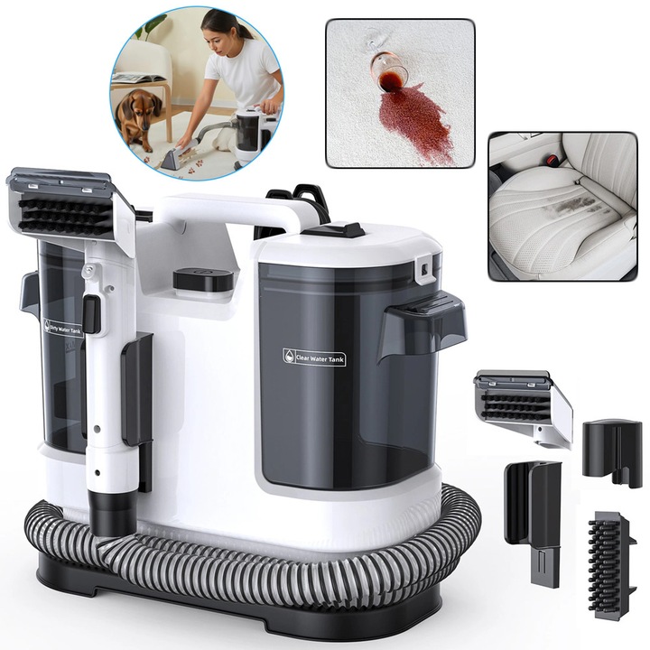 Aspirator cu spalare CHOOLY, portabil, putere 450W, alb/negru, 3 in 1