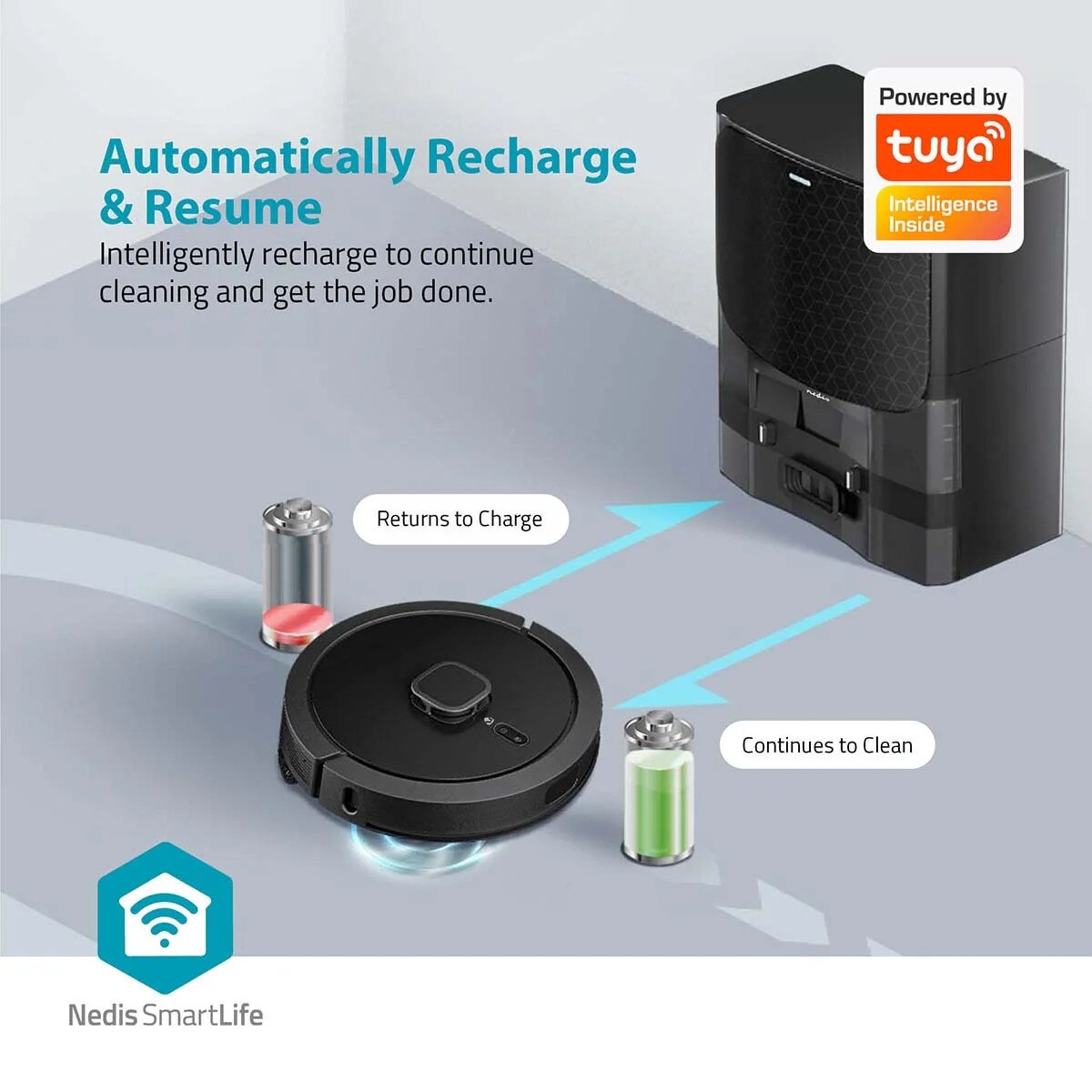 Aspirator robot NEDIS Wi-Fi, navigare LiDAR, 3 în 1, capacitate 3L, durata de functionare 180 minute