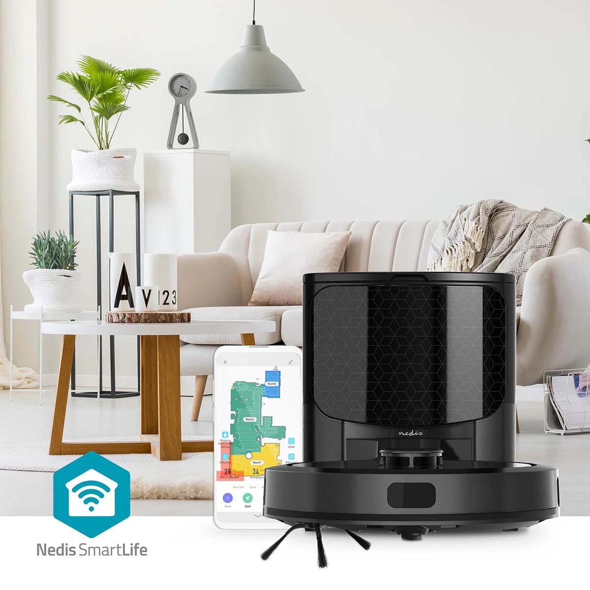 Aspirator robot NEDIS Wi-Fi, navigare LiDAR, 3 în 1, capacitate 3L, durata de functionare 180 minute