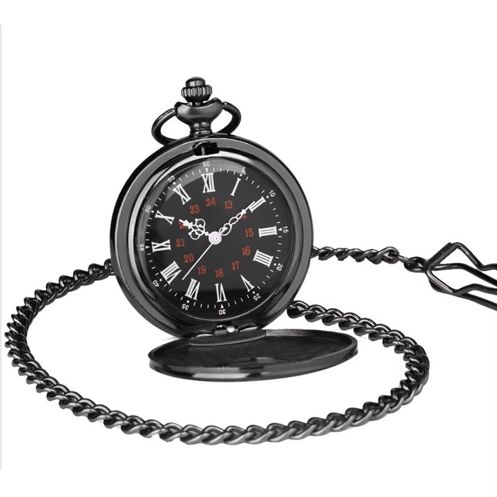 Ceas de buzunar CTAL vintage, cadran cu cifre romane și arabe, carcasă metalică, mecanism quartz