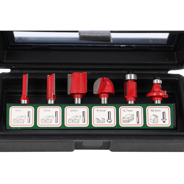 Freza din carburi metalice, pentru profile lemn, Tivoly XT60642064006, set 6 bucati