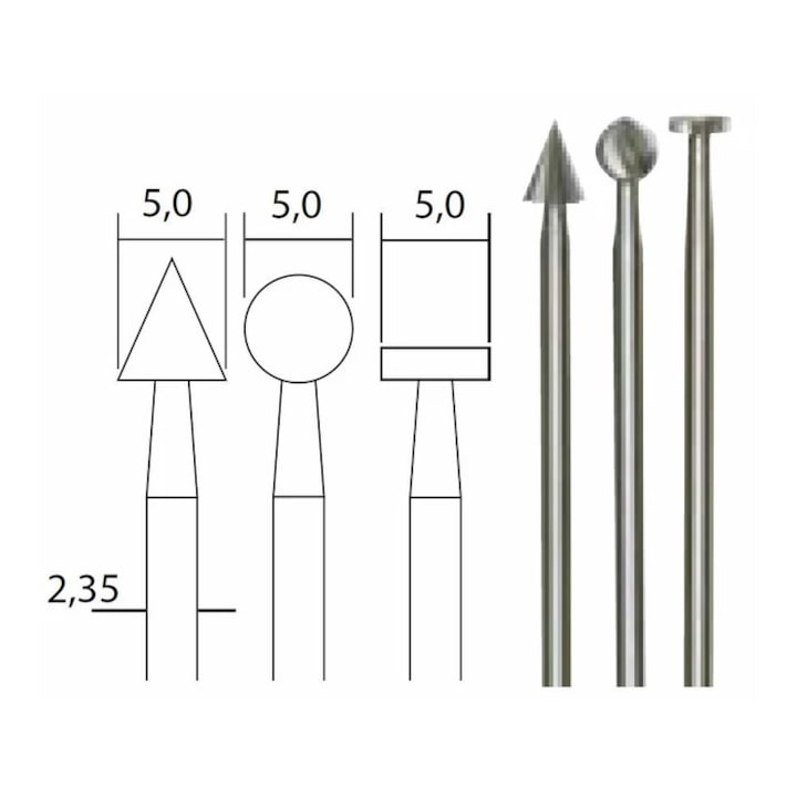 Freza din otel-wolfram-vanadiu, pentru slefuire lemn / metale, Proxxon 28720, set 3 bucati