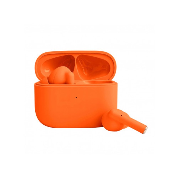 Căști wireless Colorum TWS portocalii, Bluetooth 5.3, autonomie 5 ore, design in-ear
