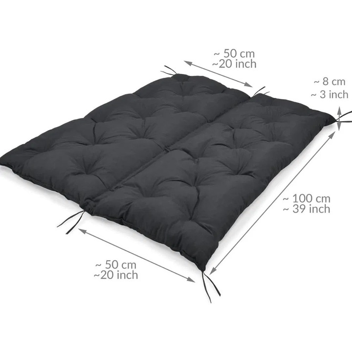 Beautissu Perna pentru banca cu spatar Flair, protectie UV, OEKO-TEX, 100x50x8 cm, Gri inchis