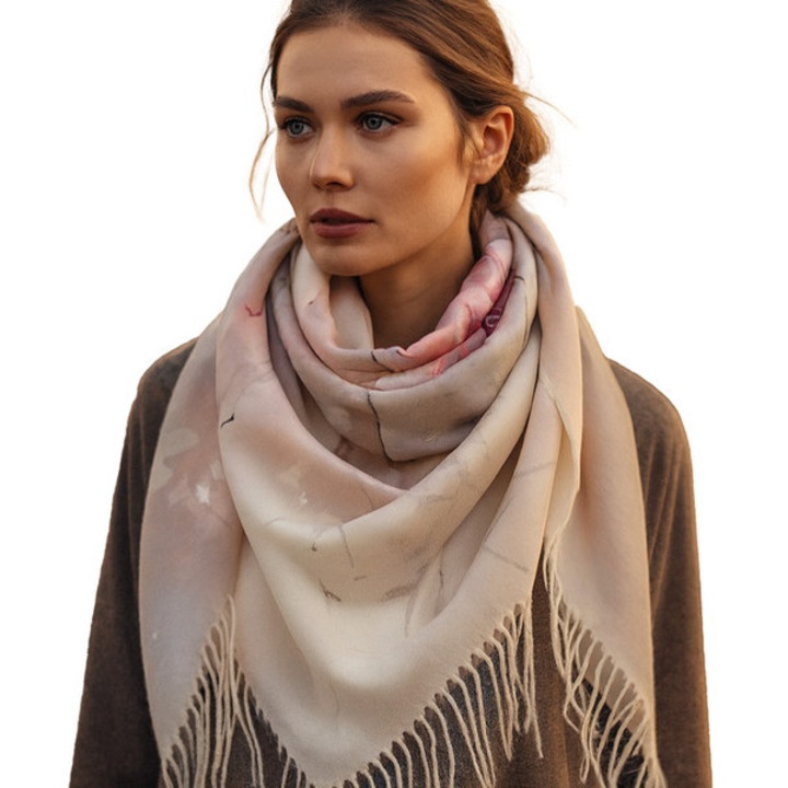 Sal dama galben cu model floral, 180 x 70 cm, poliester, elegant si versatil – Agrafka unisize