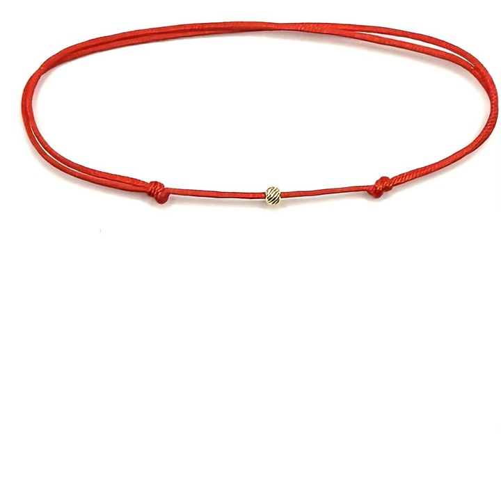 Bratara Martisor pe snur rosu ajustabil cu biluta din argint gold, Dinuzete