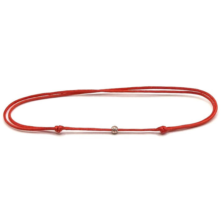 Bratara Martisor pe snur rosu ajustabil cu biluta din argint rose, Dinuzete