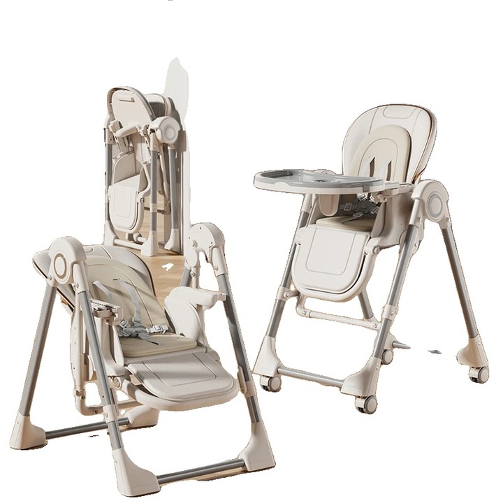 Scaun de masa pentru bebelusi, design multifunctional, alb, dimensiuni ajustabile