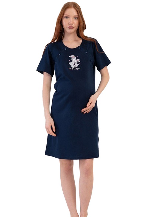 Camasa pentru alaptat, Vienetta, model Bunny Care, Bleumarin