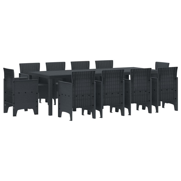 Kert étkező szett 11 pcs Antracit Polt rattan, vidaXL, 3378592