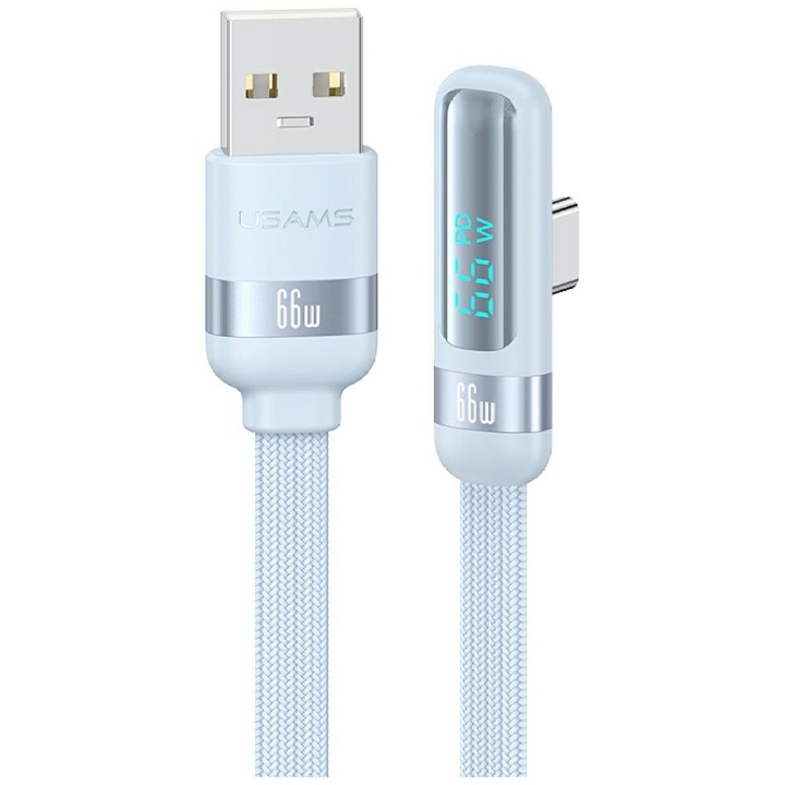 USAMS US-SJ651 töltő- és adatkábel, USB – USB-C, 66W, 5A, 1.2m, kék