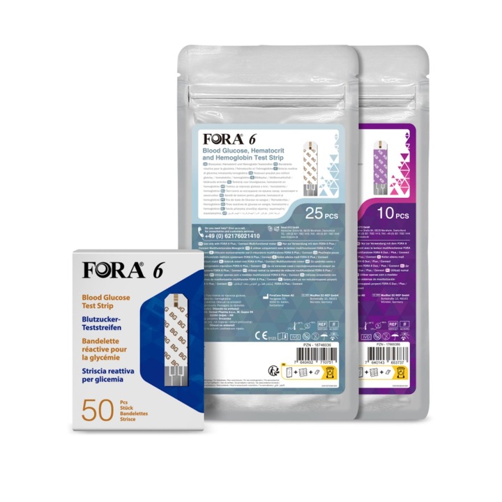 Pachet masurare glicemie, hematocrit, hemoglobina si beta-cetone, Fora 6