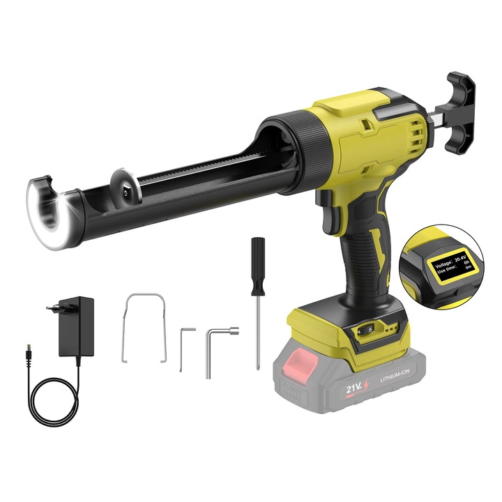 Pistol de etansare electric, 6 viteze, display digital, fara baterie, dimensiune standard 300ml