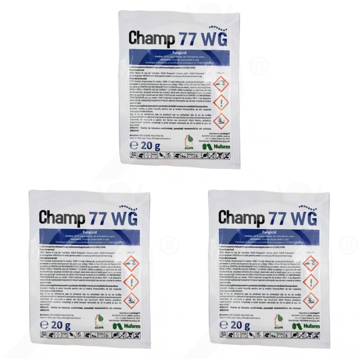 Set pesticid NUFARM Champ 77 WG, 20 g x 3 buc