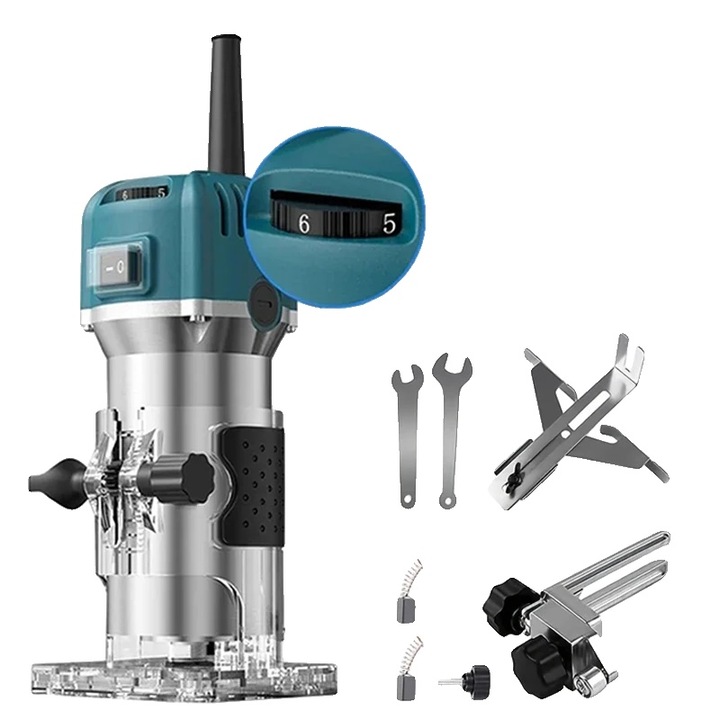 Trimmer electric, 800W, 6 viteze ajustabile, motor puternic, baza transparenta, design ergonomic