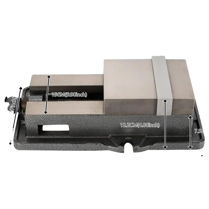 Menghina, constructie metalica robusta, forta de prindere mare, gri, deschidere max. 15cm