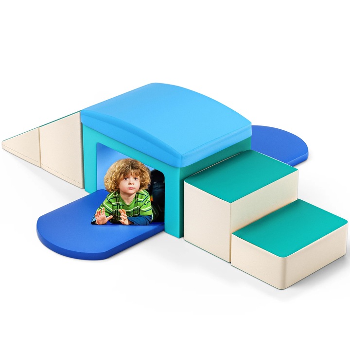 Set de joacă din spumă pentru copii, 6 piese, albastru, pentru cățărare și construcții