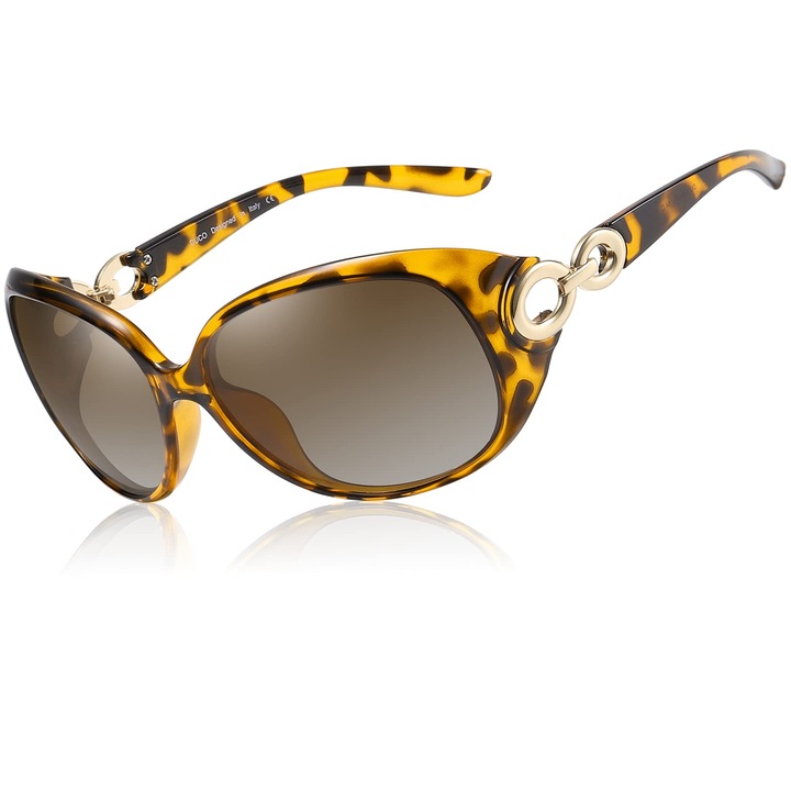 Ochelari de soare dama DUCO Classic polarizati Oversized Tea Tortoiseshell 100% UV Protection