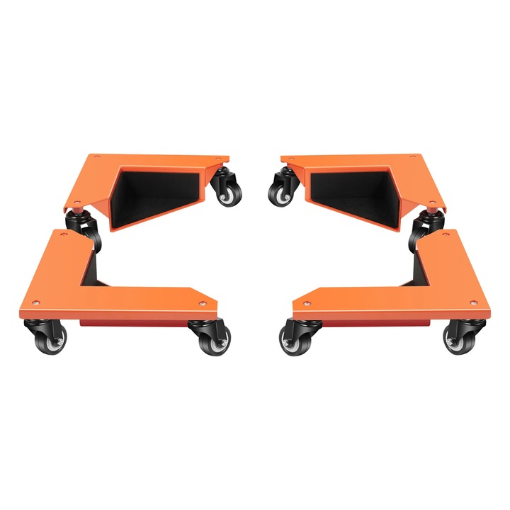 Carucior mobila & role mobila, Set coltar triunghiular, 4 Buc, 3 Roti, Sarcina 639 kg, Portocaliu