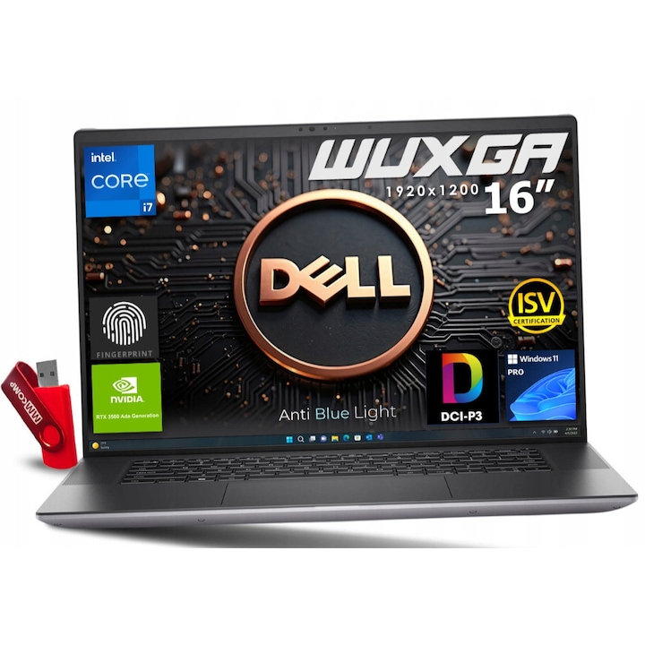 Laptop Dell Precision 5680, Intel Core i7-13800H, 32GB 8TB SSD, 16" FHD+ 1920x1200 IPS, Nvidia GeForce RTX 3500 Ada 12GB, 6000 MHz, Windows 11 Pro