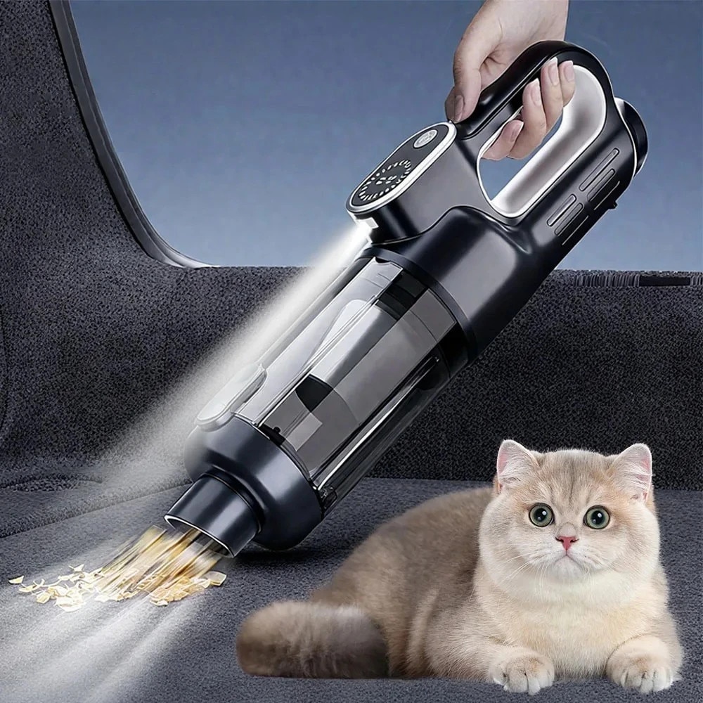 Aspirator portabil fara fir, putere de aspiratie 18000Pa, capacitate baterie 6000mAh, dimensiuni mini