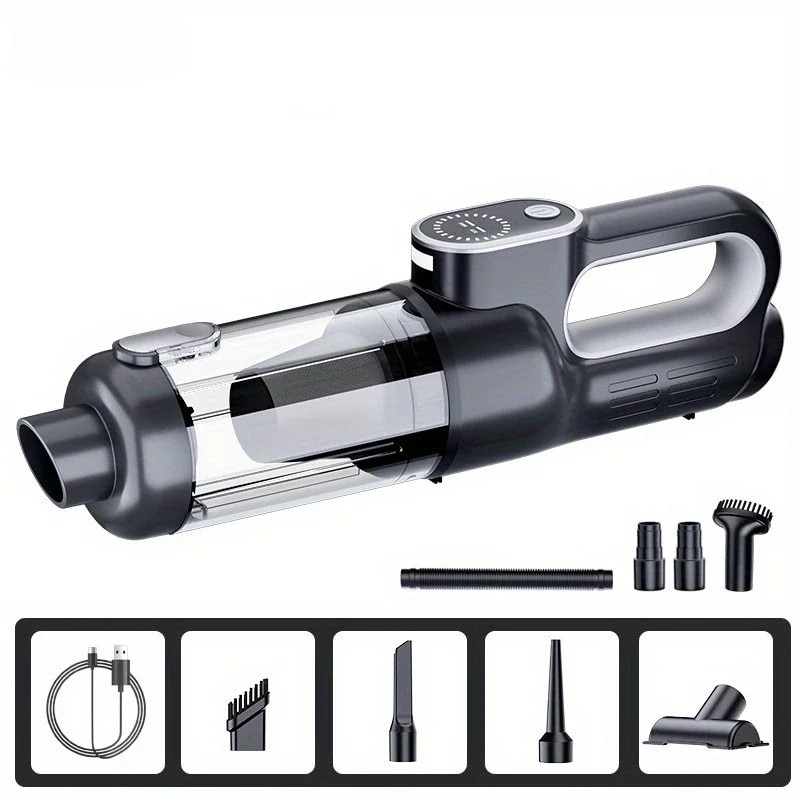 Aspirator portabil fara fir, putere de aspiratie 18000Pa, capacitate baterie 6000mAh, dimensiuni mini