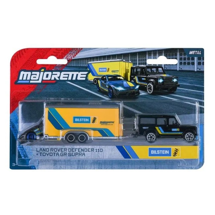 Majorette transporter set remorca de curse deluxe land rover defender 110 si masinuta toyota gr supra, Wisdom