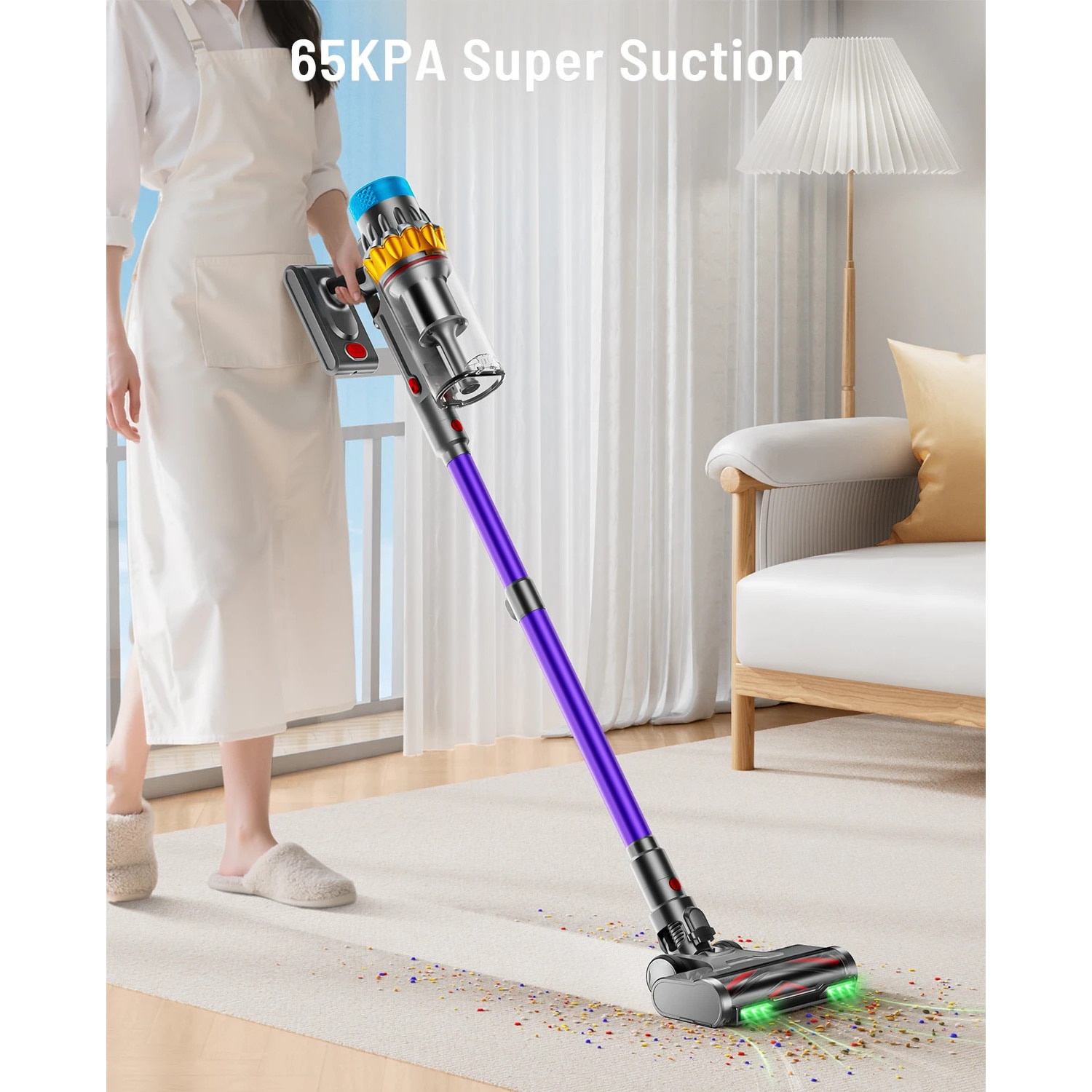 Aspirator fara fir, 650W, filtrare HEPA, putere de aspiratie 65KPA, autonomie 70 minute