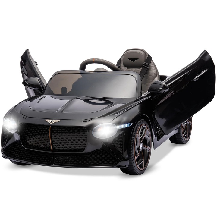 Masinuta electrica copii 12V, masina ride-on, usi tip foarfeca, 3 viteze, suspensie, lumini LED, claxon, negru
