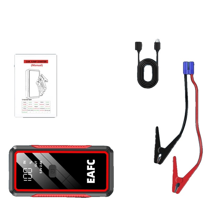 Redresor auto 2000A, incarcator portabil, design compact, functii de urgenta