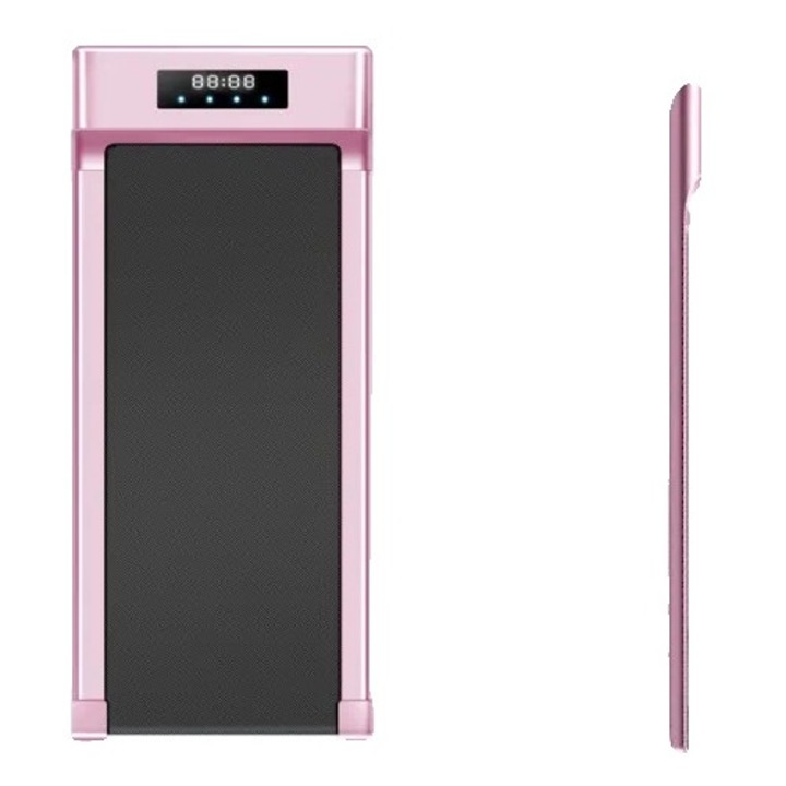 Összecsukható futópad, kompakt kialakítás, csendes motor, rózsaszín, 50x120cm