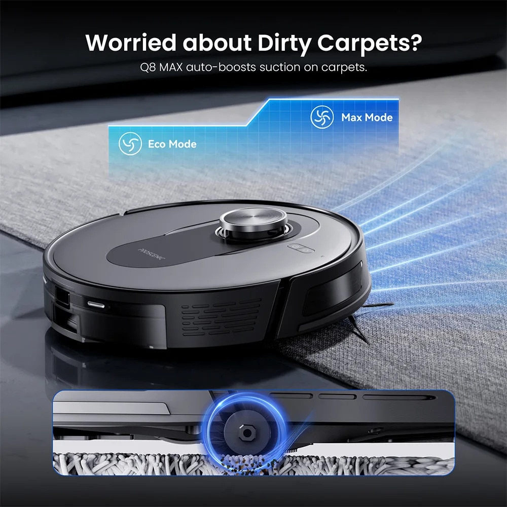 Aspirator robot Proscenic Q8 Max+, 8000 Pa, 200 minute autonomie, navigare LiDAR, capacitate recipient 3 litri