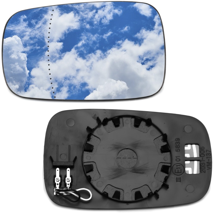 Oglinda auto AWParts, sticla asferica, incalzita, alba, pentru Renault Megane II, Scenic II, Clio III, 2002-2009