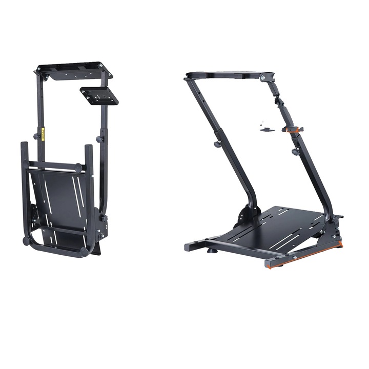 Геймърски стол, симулатор за състезания, дизайн от въглеродна стомана, регулируема височина, размер на основата 18.9x22.6 инча, Тип A