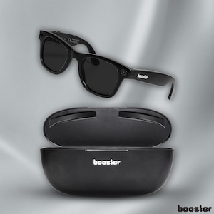 Ochelari Smart Booster Vision Pro, 8MP Camera, Control Vocal, Design Modern, Rezistent la Ploaie, Charging Case Black